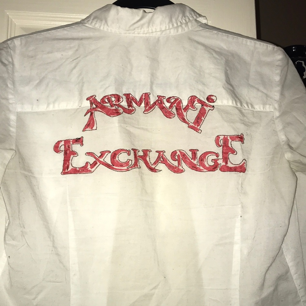 Armani Exchange white button down shirt